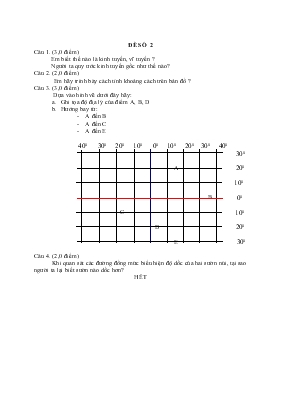 Đề 2 kiểm tra 1 tiết môn địa lí 6